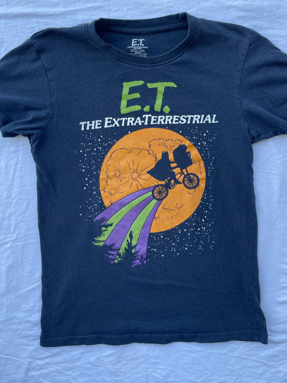 ET The Extra-Terrestrial Graphic T-Shirt Navy Blue Small Adult Movie Tee